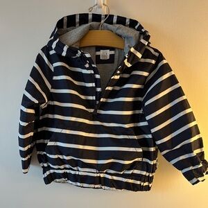 Striped Hooded Jacket in Navy and White